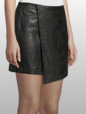 Joie Orlanda Draped Leather Studded Skirt | Size 4